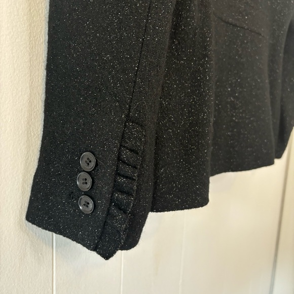 Talbots Women's Blazer Black/Metallic Jacket-Wool Blend-8 Petite-Ruffle-Warm - Picture 7 of 12